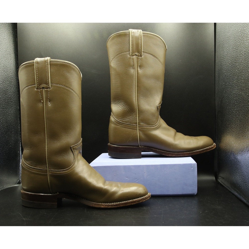 Justin Boots Olive Green Lace-Up Western Work Boots